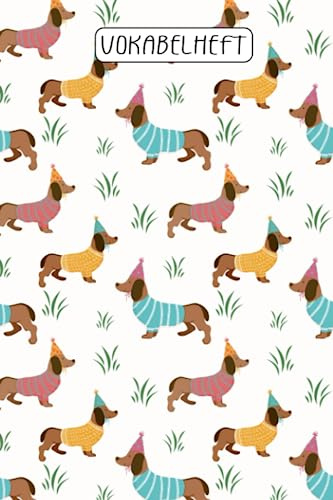 Vokabelheft: Vokabelheft Dackel, zweispaltig, leeres Heft zum Ausfüllen mit 60 Seiten und je 2 Spalten, DIN A5, Hund und Hunde, Dog, Dachshund