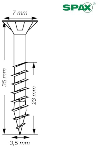 SPAX Edelstahlschraube A2 3,5 x 35 mm, 180 St. - Senkkopf T15, Teilgewinde | Rostfreie A2 Holzbauschrauben mit 4CUT Spitze und Teilgewinde für Garten, Außenbereich und Feuchträume, Made in Germany