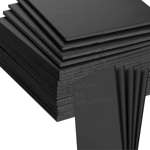 16-pack svart skumskiva A3, skumkärnplåt 5 mm tjock, polystyren A3 affischbrädor för hantverksprojekt fotoramning, konstdisplay (297 x 420 mm)