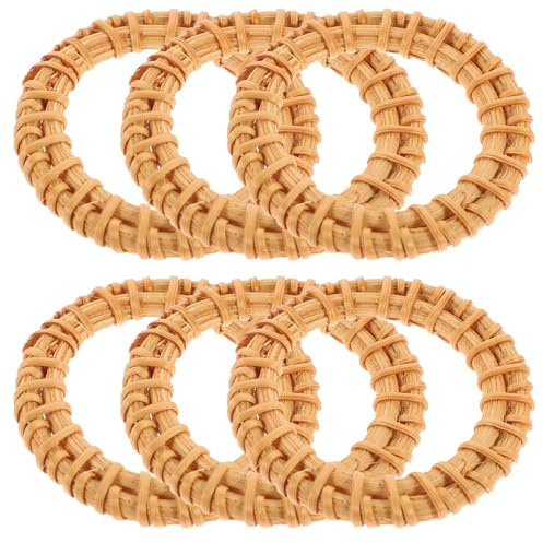 6 Stück Serviettenring und Rattan Khaki für Esstisch | Rustikales 6stücke-design, Leichtes Geflecht als Tischmitte, Halloween Geschenkideen für Erntedankfest