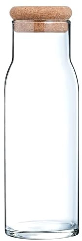 Cucina & Tavola Carafe en verre avec bouchon en liège pour eau, jus, lait - 1000 ml