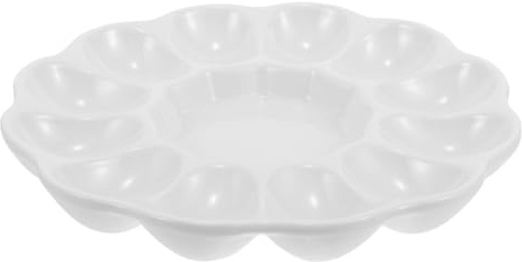 HOLIDYOYO Bandeja de Cerámica para Huevos de 12 Tazas Rellenos Plato Organizador De Compartimentos para Pascua Y Catering Fácil De Limpiar Y Reutilizable
