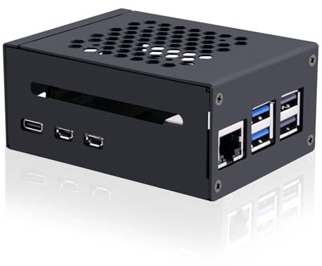 GeeekPi Metall Gehäuse für Raspberry Pi 5,Support PCIe M.2 NVMe SSD Shield Top X1001 / X1003 / X1000 / N04 / N05 & Raspberry Pi 5 Active Cooler (Not Included)