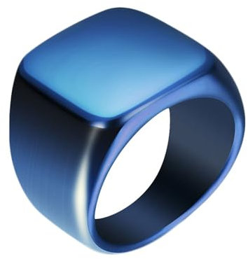 Daesar Edelstahl Ring Herren, Blau Ringe Männer Personalisiert 18MM Quadrat Siegelring Ring Große 67 (21.3)