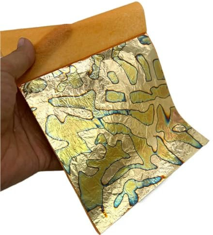 QIUMING Buntes, buntes Goldfolienblatt, 14 x 14 cm, 50 Blatt pro Heft zum Basteln, Nageldekoration, Vergoldung, Imitation von Goldfolie