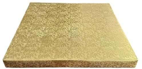 Mytortenland 3cm Cake Board | Tortenunterlage Rund Cakeboard | Karton Pappe | Kuchenplatte | Tortenplatte für Torten und Kuchen Gold/Silber 10 größe 24-50cm (Silber Viereck, 40x40cm)