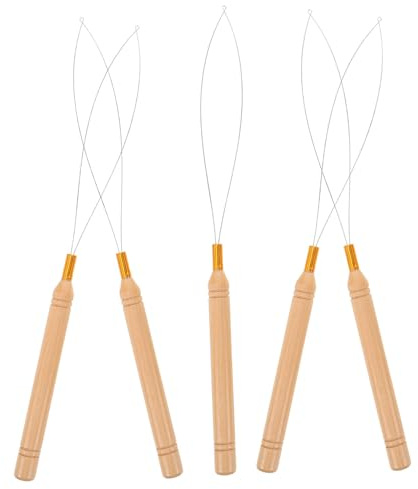 Anneome 5 Stück Perlenfädelwerkzeug mit Holzgriff 21cm Perlenwerkzeug für Heimwerker Edelstahl mit Tragetasche Armband und Schmuckherstellung Selbstgemacht Perlenstickerei Zubehör