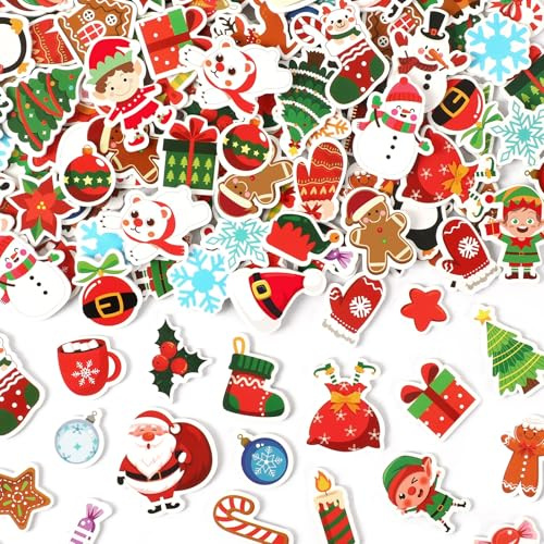 JULBEAR Weihnachten Aufkleber, 200 Stück Kinder Weihnachtsaufkleber Selbstklebend Moosgummi Weihnachten Sticker Schaumstoff Weihnachtssticker für Weihnachtsfeiern