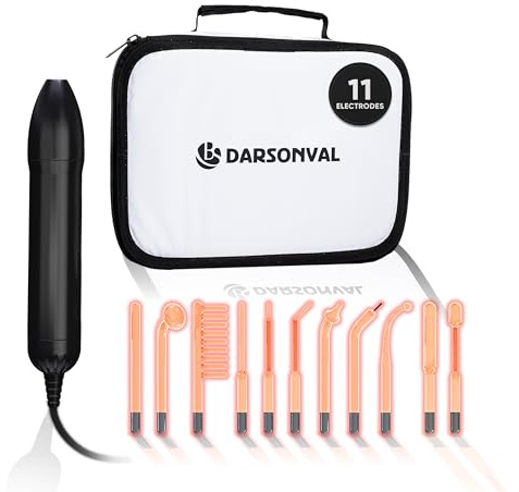 Bactosfera Darsonval Alta Frequenza Viso Professionale con 11 Elettrodi e Borsa - Macchinario Elettrostimolatore Faccia e Corpo, Ossigenoterapia per Ringiovanimento e Acne - Trattamento Antirughe