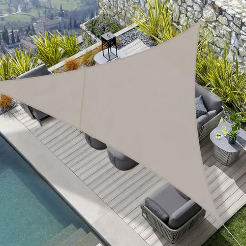 HENG FENG Sonnensegel Dreieckig Wasserdicht 3x3x3m, Taupe