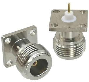 2 Stück Stecker N-Buchse 4-Loch Flansch Lötkelch Panelmontage