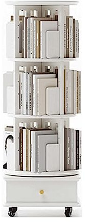 CLLBANT Zuverlässiges Bücherregal 4 Ebenen 360 ° drehbares Bücherregal Umweltfreundliches Bücherregal mit 1 Schublade Bücherregal Freistehendes Display Stapelbares Regal Bücherregal Sicher und S