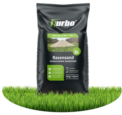 Turbo Rasensand, grober Quarzsand 0,2-2mm, Ideal zum Rasen sanden (18kg im Sack)