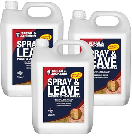 Spear & Jackson Spray and Leave Concentrated Mould, Algae and Lichen Remover 3 x 5 Litres