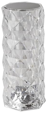 Eglo Lampada da tavolo a LED Lucignano, a batteria, senza fili, per interni, lampada di cristallo con cambio colore RGB, in plastica trasparente, funzione touch, ricaricabile tramite USB