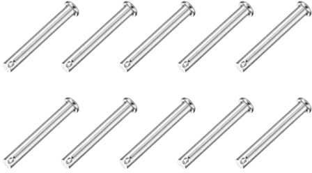 QUARKZMAN 10 Stück Steckbolzen M8 x 60mm Einloch Splintbolzen, 304 Edelstahl Flachkopf Anhängersplintbolzen für Anhängerschloss, Mechanikerreparatur, Möbelinstallation, Industrieausrüstung
