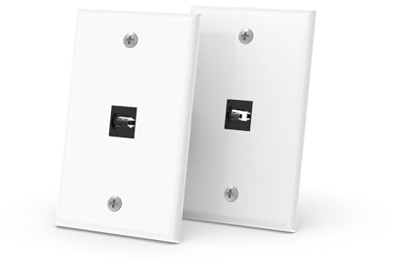 RUIPRO MPO Keystone-väggplatta, enkel, 1 portar, 2-pack | För installation av MPO-fiberkablar och prydlig infälld dragning i RUIPROs löstagbara fibersystem