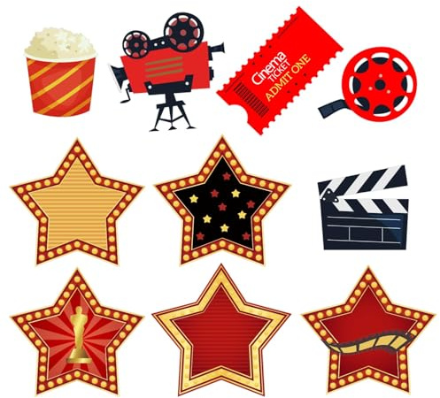 100 ritagli in cartone a forma di stella per feste cinematografiche, decorazione per bacheca scolastica, 10 cm, forniture creative fustellate con punti di colla, per aule, scuola, casa
