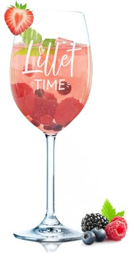 GRAVURZEILE Leonardo Verre à vin avec gravure – Lillet Time – Verre à vin gravé avec inscription en allemand pour les amateurs de Lillet Apéritif et de cocktail pour un anniversaire – Cadeau pour elle