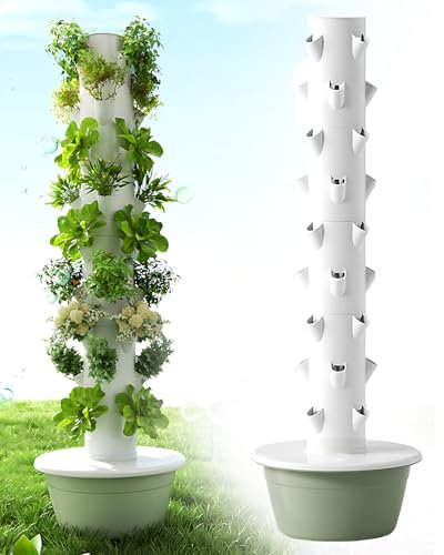 CIELOBLOEN Automatischer Hydroponik-Pflanzturm – 36-Pflanzen-System für Salat, Kräuter & Gemüse | Inkl. Zeitschaltuhr & erdloser Anbau,9-Layers-Green