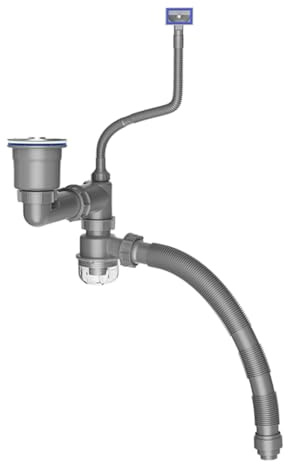 Tuyau flexible pour évier de cuisine - Gain de place - Avec clapet anti-refoulement transparent