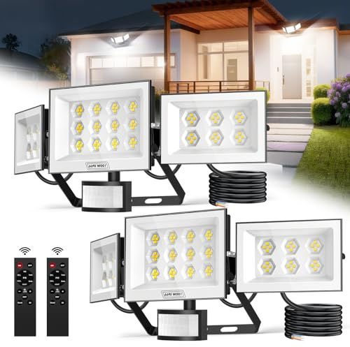 Ankishi Security Lights Outdoor Motion Sensor 100W 10000LM 6500K Super Bright Led Flood Lights, IP66 Waterproof PIR Floodlights Outdoor Lights for Courtyard Porch Garden Garage（2 Pack）