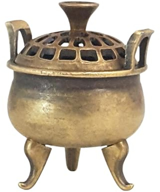Yulokdwi Quemador De Incienso Metálico - Soporte con Tapa para Varillas De Incienso | Censero Portátil Antiguo, Ornamento Aromaterapia para Meditación Iglesia Yoga SPA Decoración Hogar