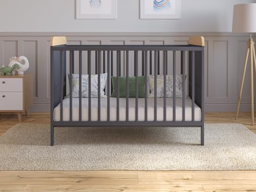 Love For Sleep Cuna de Madera para bebé 120x60 cm Antracita-Pino – Convertible en Cama Infantil – Altura Ajustable – Cuna evolutiva para recién Nacido y niño pequeño