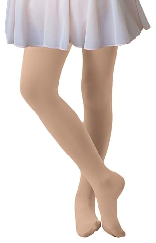 CozyWow - Collant da balletto per ragazze, ultra morbidi, elastici, collant per danza per bambini, beige., 8-10 Jahre