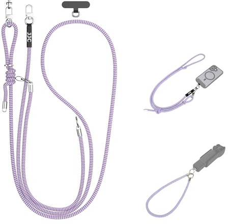 JJC Osmo Pocket 3 Phone Lanyard for iPhone 17 16 15 14 13 12 Shoulder Strap | Purple Crossbody Phone Strap with 1/4-20 Screw for DJI Osmo Pocket 3 & Handle, Adjustable Lanyard with Smartphone Tether Tab