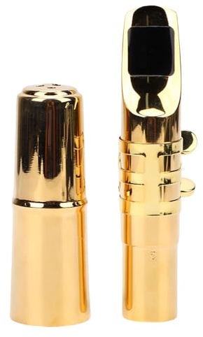 Luocute Embouchure de Saxophone Alto avec Capuchon, Embouchure de Saxophone Alto en Laiton et Métal pour Professionnels et Débutants, Embout de Saxophone Sib pour Saxophone 5#
