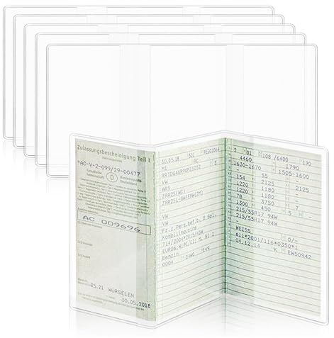 WANGDEFA 6 Stück Fahrzeugschein Hülle Schutzhülle 3 Faltbar Transparente 210×105 Mm Zührerschein Hülle Fahrzeugschein Mappe Kfz Schein Mappe Für Auto Motorrad Anhänger