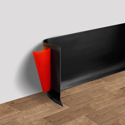Plinthe en PVC souple pour 4 m x 10 cm, plinthe en plastique imperméable pour la maison et le jardin, compatible avec la décoration de bâtiments et de quincaillerie, design en L pour un effet