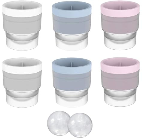 6 Pcs Ice Ball Mould, Silicone Ice Ball Makers,6cm Large Silicone Round ice Cube Moulds,Reusable & Stackable,Easy to Demold Round Ice Cube Moulds Easy-Release Freezer Ice Sphere Maker,Sphere Ice Cube