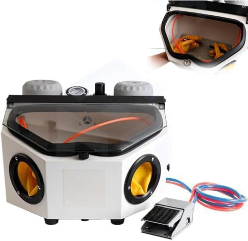 Sandblasting Machine with Foot Switch and LED Lamp - Bench Top Dust Box for Cleaning Gold and Silver Jewelry Workpieces