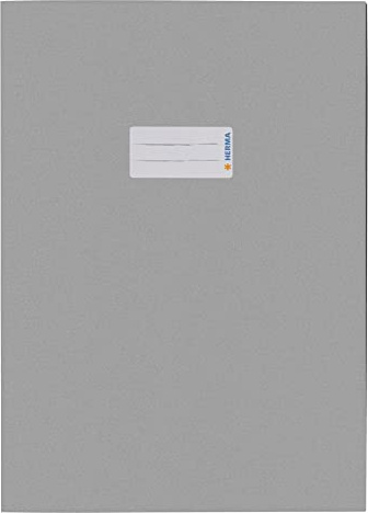 HERMA 5528 Heftumschläge A4 Papier Grau, 10 Stück, Hefthüllen mit Beschriftungsfeld aus kräftigem Recycling Altpapier & satten Farben, Heftschoner Set für Schulhefte, farbig