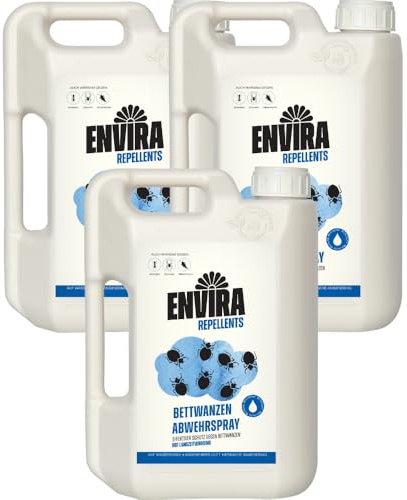 Envira Bettwanzenspray 3 x 2 Liter - effektiv gegen Bettwanzen | Bettwanzen Spray mit Langzeitwirkung für Wohnung, Hotel, Matratzen und Reisen - effektiv Bettwanzen loswerden