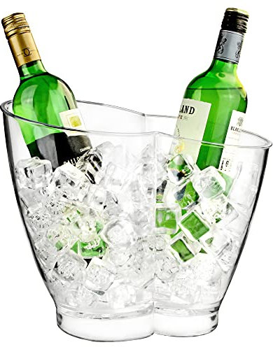 bar@drinkstuff Double Bottle Drinks Pail - Plastic Wine and Champagne Cooler for 2 Bottles