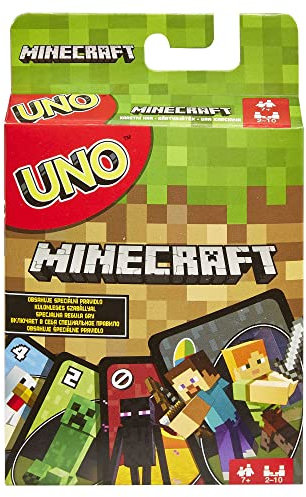Mattel Games - UNO Versione Mincraft, Gioco di Carte per Famiglie e Bambini 7+ Anni, FPD61