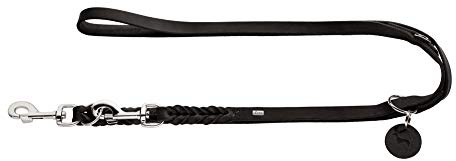 HUNTER verstellbare Führleine SOLID EDUCATION, Farbe: schwarz, Leder, geflochten, robust, weich, Größe: 18/250