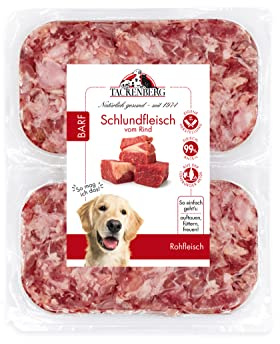 TACKENBERG Barf Schlundfleisch vom Rind für Hunde 14 x 500 g (7kg) - leckeres Frostfleisch als Hundefutter in Premiumqualität - geeignetes Gefrierfutter für übergewichtige Hunde - ohne Zusatzstoffe