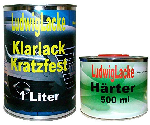 LudwigLacke 1,5 Liter MS Klarlack Set Klarlack und Härter für Autolack und Effektlack