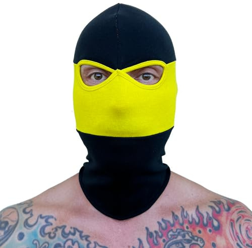 PGWEAR Sturmhaube in schwarz gelb gestreift I Maske Balaclava Beanie I Ultras Hooligans Ski Motorrad
