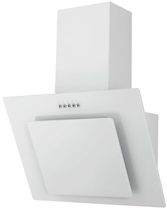 Respekta Hotte aspirante sans hotte/Hotte inclinée 60 cm/Boîtier métallique avec écran en verre blanc/Fonction évacuation et recyclage de l'air / CH21060WBZ / B / 54 – 62 dB