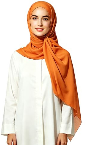 Lina & Lily Bubble Crepe Chiffon Damen Muslim Hijab Kopftuch Schal Turban, Stoff Leicht Undurchsichtig
