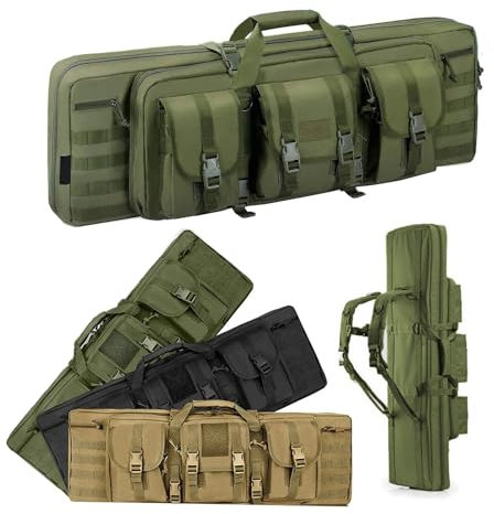 Waffentasche Gewehrtasche, 93cm/108cm/118cm Taktische Gewehrfutteral Doppel Gewehrtasche,Wasserdichte Wanderrucksack Jagdausrüstung Langwaffentasche Langwaffenfutteral Rucksack für Jagd und Schießen