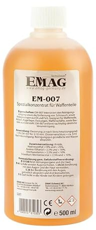 EMAG Universalreiniger EM-007 I Spezieller Ultraschallreiniger für Waffenteile, Hülsen, Fassungen uvm. I Entfernt sämtliche Verunreinigungen I 500ml