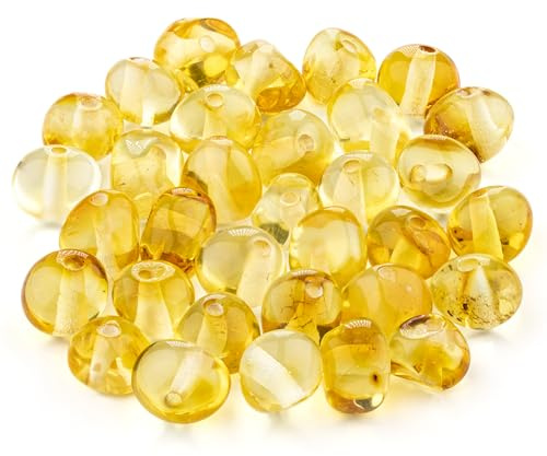 Bernstein Perlen im Barock-Stil - Poliert und Roh 100% Naturliche Baltischen Harz Stein 5–6 mm Lose mit Locher Mehrere Farben – Amber Culture