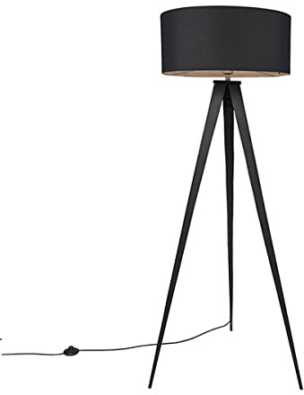 Qazqa Smart led Modern Tripod Lampe, Tripod Leuchte - Ilse - Schwarz, inkl. 7W LED-Lampe, 2700K - 6500K, dimmbar, 145cm, Ideal als Flur, Küche lampe, Schlafzimmerlampe und Wohnzimmerlampe