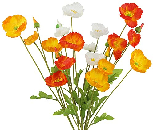 CISDUEO Lot de 6 Coquelicots artificiels en Soie avec tiges - Fleurs printanières réalistes pour la Maison, la Cuisine, Les décorations de Mariage, Arrangement Floral, Centre de Table